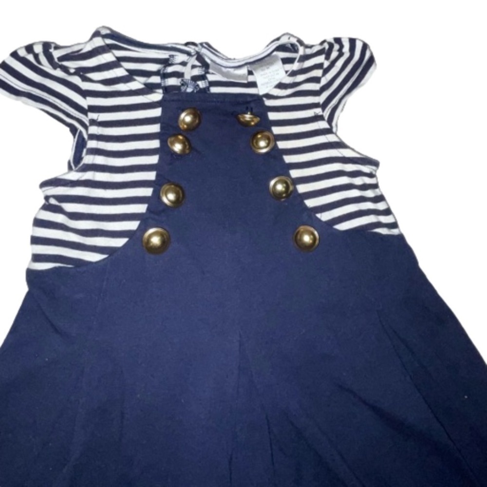 Have your Toddler took Angelic in this Nautical Ocean Ready pleaded Sailor Dress - Picture 3 of 8